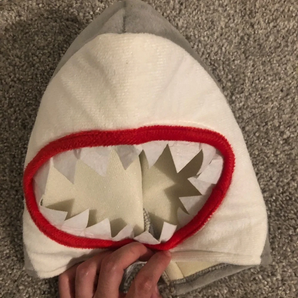 Grey and White Shark-Themed Kids Pajama Costume Set with Hood